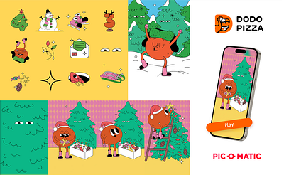 Illustrations & Characters For Game Apps Dodo Pizza app art charachter design character christmas cute design game graphic design stylization