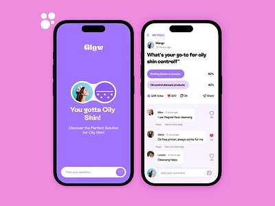 Glow - Skincare App app beauty app charm chat cosmetic curology feelinmyskin gamification mobile onskin poll rynkl sephora skin care skincare routine troveskin ui ui design ux wellness app