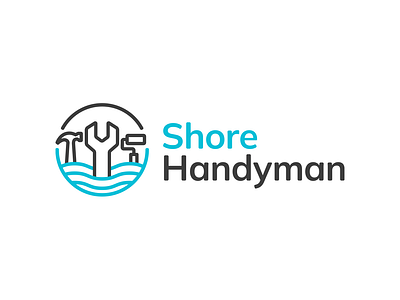 Handyman brand branding design elegant hammer handyman illustration linear logo logotype mark minimalism minimalistic modern paint repair sign tool water wrench