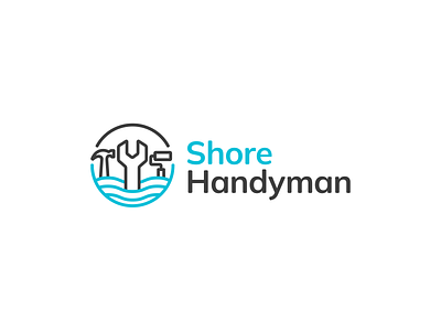 Handyman brand branding design elegant hammer handyman illustration linear logo logotype mark minimalism minimalistic modern paint repair sign tool water wrench