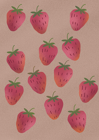 Strawberries flat flat illustration pattern procreate strawberries