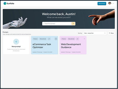 Unleashing the power of AI in prompt engineering with Surfsite ai artificial inteligence mobile prompt prompt design prompt engineering surfsite ui ux web design