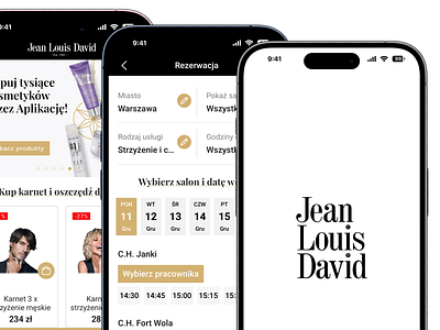 Jean Louis David app app design application booking calendar design design system e commerce filters hairdresser jean louis david list product ui ux