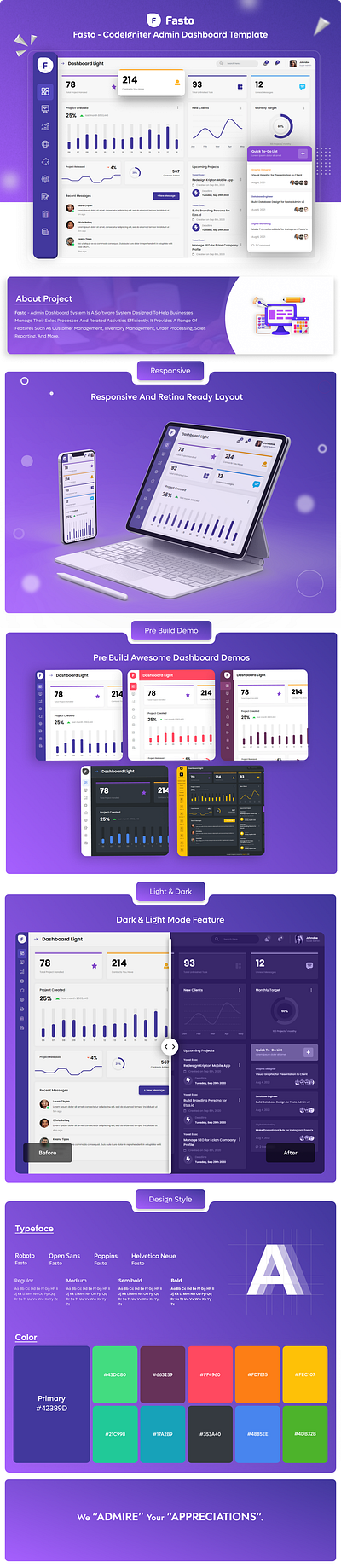 Fasto - CodeIgniter Admin Dashboard Template admin admin dashboard admin panel codeigniter creative dashboard design php product design sales sales dashboard template uiux website