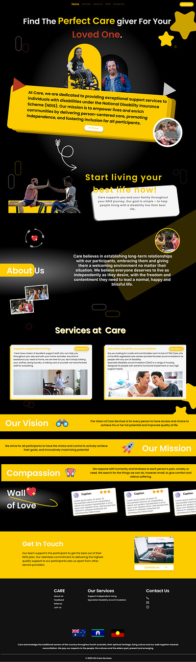 Disable Care (Landing Page) app branding care design disable dribble figma graphic design home landingpag latest logo page staff trending ui uiux