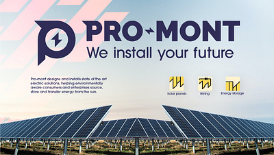 Logo & Visual Identity | Pro-mont - Solar Energy branding graphic design identity design illustrator logo logo design solar solar energy solar panels visual identity