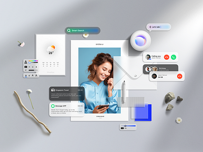 Full-Scenario Voice OS app brand call comminicate communicate glass homepod icon logo material message notes poster search smart speaker system ui ux weather