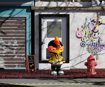 Adorable Thug Rooster 3d Model 3d 3d character 3d modelling blender chicken rooster street thug
