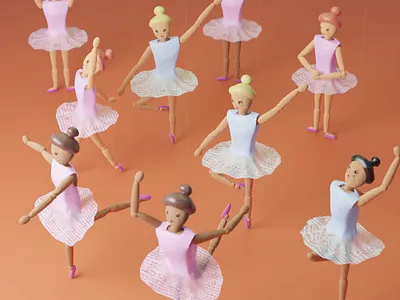 Nine Ladies Dancing 3d animation ballerina ballet carol christmas claymation doll stopmotion toys wooden