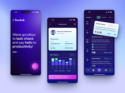 Flowhub - SaaS Mobile App android app app design application application design arounda design ios ios app design mobile mobile app mobile app design mobile design mobile ui saas ui uiux ux