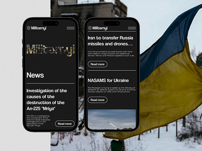 Militarnyi - Ukraine Military Website app behance branding concept design figma flag iphone military mobile news ui uiux ukraine ux war weapon web