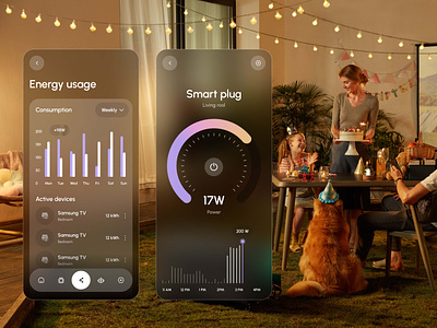 Energy Control. Smart Home App app app design branding chart dashboard design eco ecology energy graph home managment interaction mobile app smart home smart plug ui ux