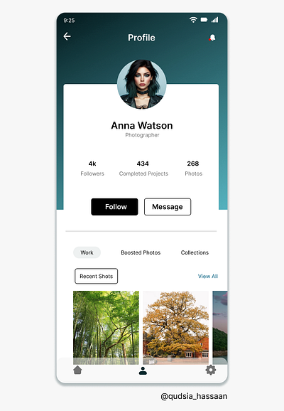 Day 08 of the 100-day UI challenge. A social profile page. dailyui day008 figma figma design photographer data photographer profile profile page social profile page ui design ui designer uiux ux design
