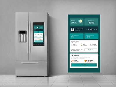 Smart fridge design dailyui design smart fridge interface smart refrigerator screen ui design uidailychallenge