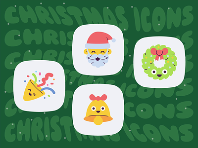 Cute Christmas icons animation bell candle christmas christmas icons christmas tree fireplace gift graphic design holidays icons icons set illustration infographics kawaii icon new year santa clause ui design winter xmas