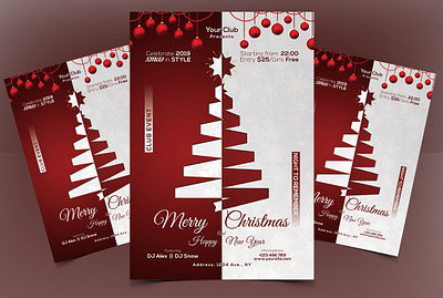 Merry X-Mas - PSD Flyer Template christmas flyer merry x mas psd flyer template new year flyer seasonal seasonal flyer winter winter flyer