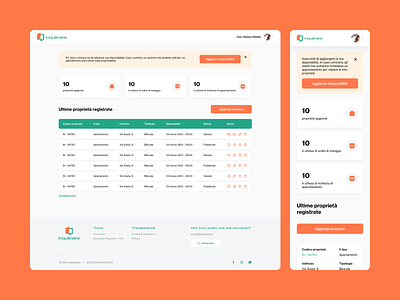 Inquilinare website (admin view) design interface interface design layout ui ux web webdesign