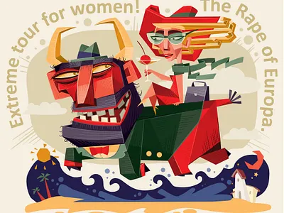 The Rape of Europa. art character character design concept cubism design editorial illustration geometric illustration illustration illustrator vector