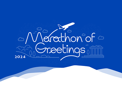 Season Greetings Card for Airline aircraft airline business jet card email greece greetings greetings card happy new year illustration line illustration marathon merry christmas script season typography x mas