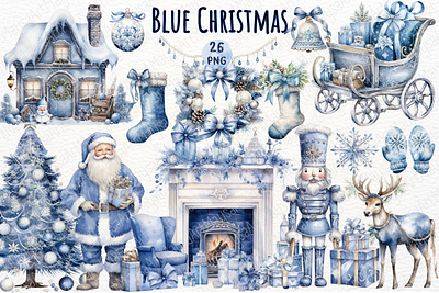 Blue Christmas Watercolor Clipart Design bell blue christmas candle clipart christmas christmas card christmas clipart christmas ornaments christmas sock christmas tree clipart christmas watercolor christmas wreath clipart christmas merry christmas santa claus clipart santa claus costume santa claus decor santa watercolor watercolor christmas watercolor illustration watercolor procreate