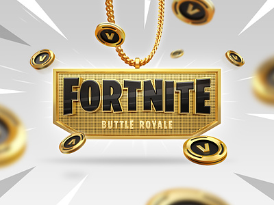 Fortnite Logotype banner buttle royale concept epic games fortnite game gold logo logotype pendant v bucks
