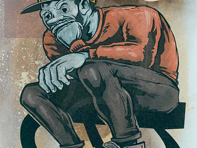 Thinking Man character comic drawing illustration