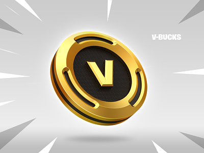 Fortnite V-Bucks banner black buttle royale coin concept epic games fortnite game gold logo logotype v bucks