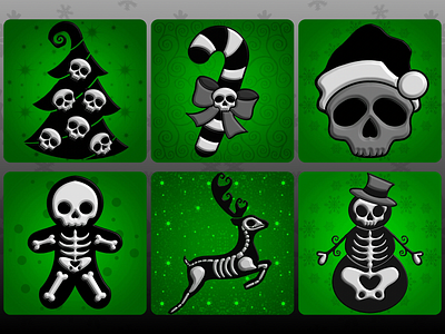 Skull/Skeleton Christmas | Black & White | Green Backgrounds 3d pattern affinity photo beveled pattern black and green black and white candy cane christmas pattern christmas trees dark christmas edgy christmas edgy pattern gingerbread man gothic christmas gothic pattern procreate pattern reindeer santa claus skeleton patterns skulls pattern snowman