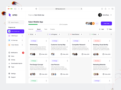 XPRO - Task Management Dashboard analytics app app design dashboard dashboard design data design desktop management team planner product design project analytics project management project management board saas dashboard task team team manager ui visual design uiux