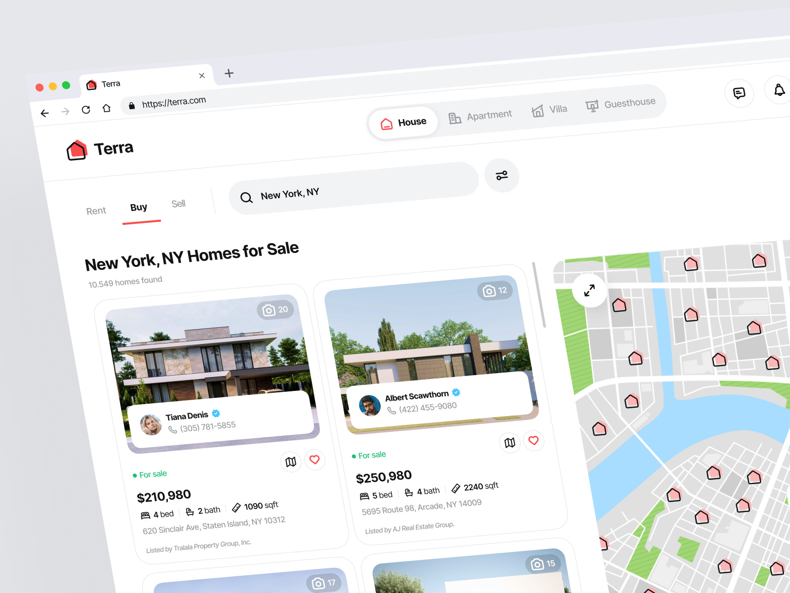 Terra - Real Estate Dashboard agent architecture building dashboard find house home rent listing product design property property app property management real estate real estate agency real estate agent real estate app real estate website ui ux web app web design
