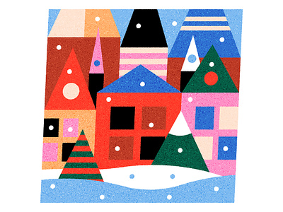 Winter christmas houses noel tree winter
