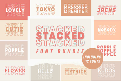 Stacked Fonts Bundle 12 Fonts casual fonts stacked fonts bundle 12 fonts