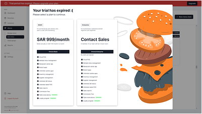 Restaurant Management Paywall - Trial Expired expired figma graphic design packages paywall price sales trial ui ux