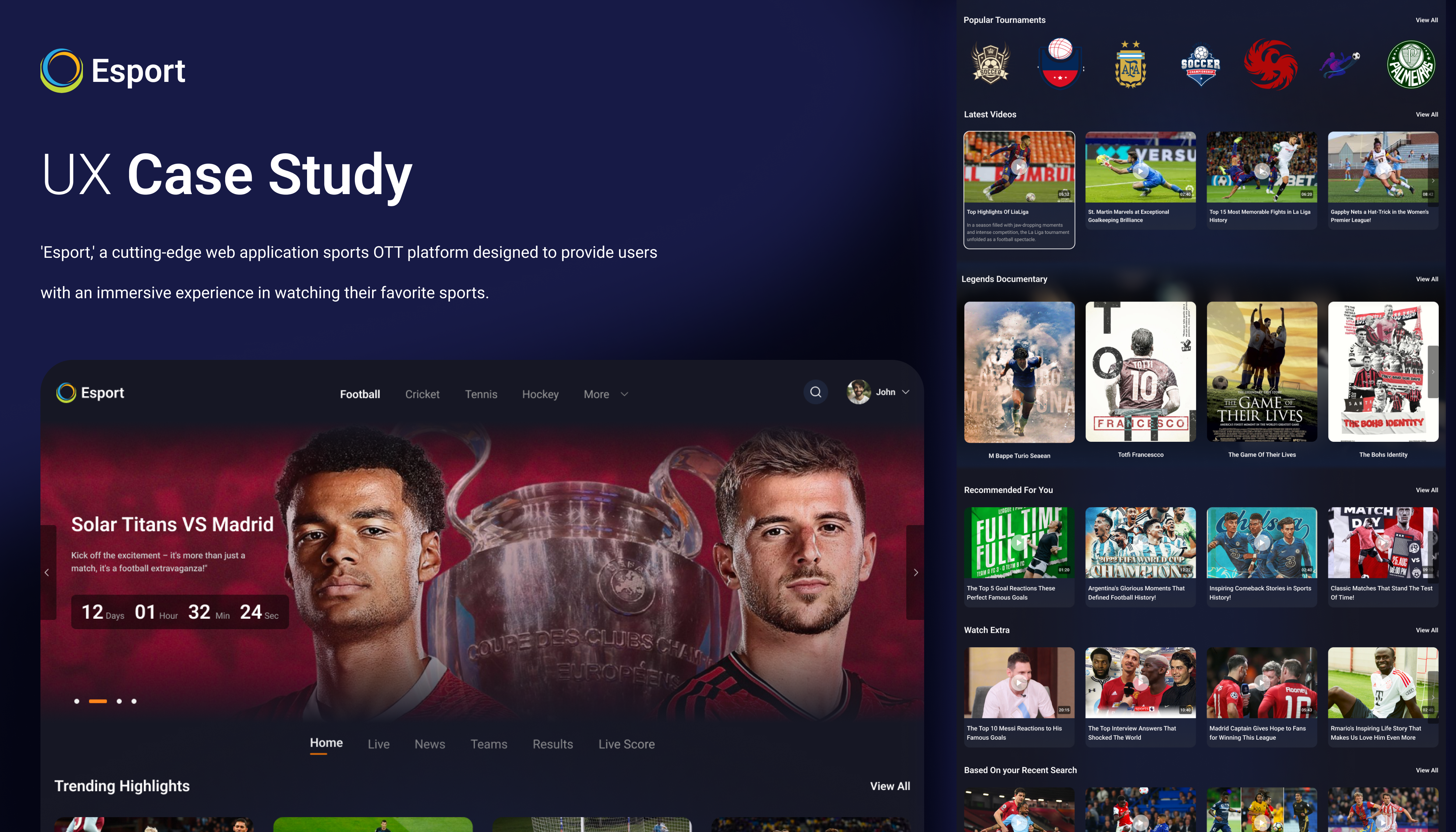 Esport - Sports OTT Web APP branding dailyui design figma graphic design illustration landing page logo sports ui ux vector web ott website