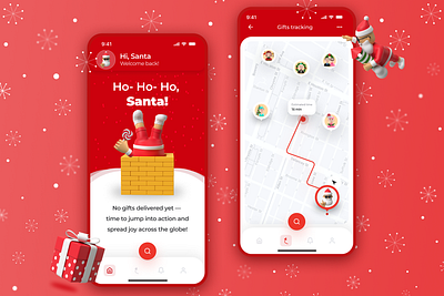 Santa's SleighTracker: Navigate the Joy app christmas design illustration map santa ui