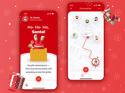 Santa's SleighTracker: Navigate the Joy app christmas design illustration map santa ui