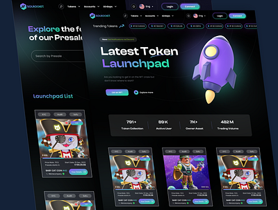 Solrocket Token Launchpad 3d animation branding crypto explore graphic design launchpad logo motion graphics presale rocket solana token ui