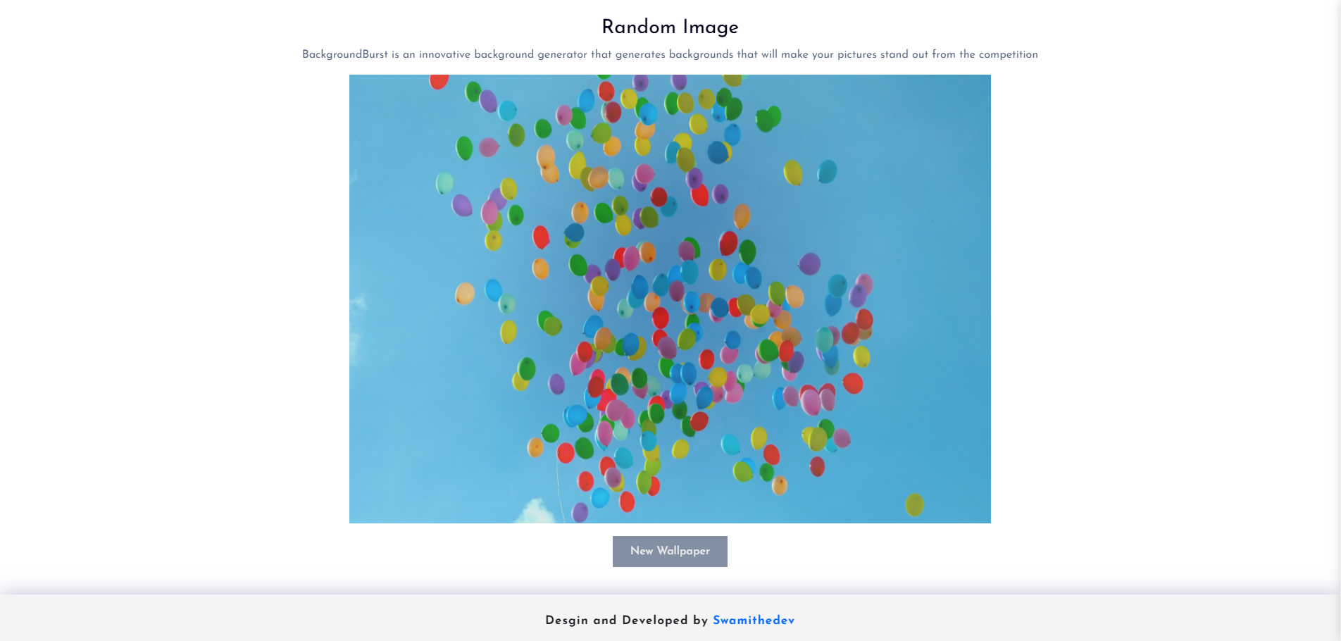 Random Image Generator animation figma frontend image generator landingpage reactjs swaminathanselvam swamithedev ui website