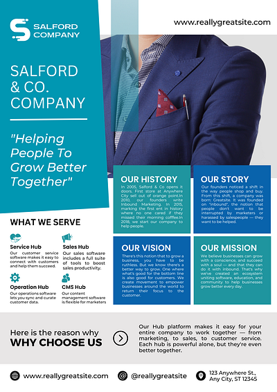 SALFORD COMPANY FLYER company design employee flyer graphic design professional template ui working people