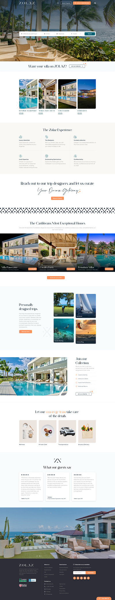 Website Design for Luxury Villa Rentals Company branding elegant figma luxury modern design real estate rent travel travel agency typography ui uiux designer ux website design