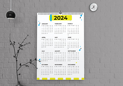 New Year Calendar 2024, Calendar Design Template ai calendar calendar design design design template editable graphic design illustrator new year calendar design