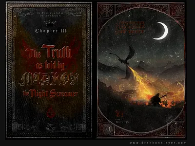 In the Shadow of Drakkon Chapter 3 bookdesign comics concept design dragons illuminationmanuscripts illustration scottschrader typography