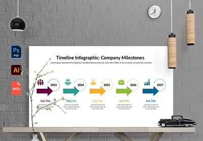 Timeline Infographic 2024, Company Milestones, infographics graphic design infographics microsoft powerpoint powerpoint presentation template vector