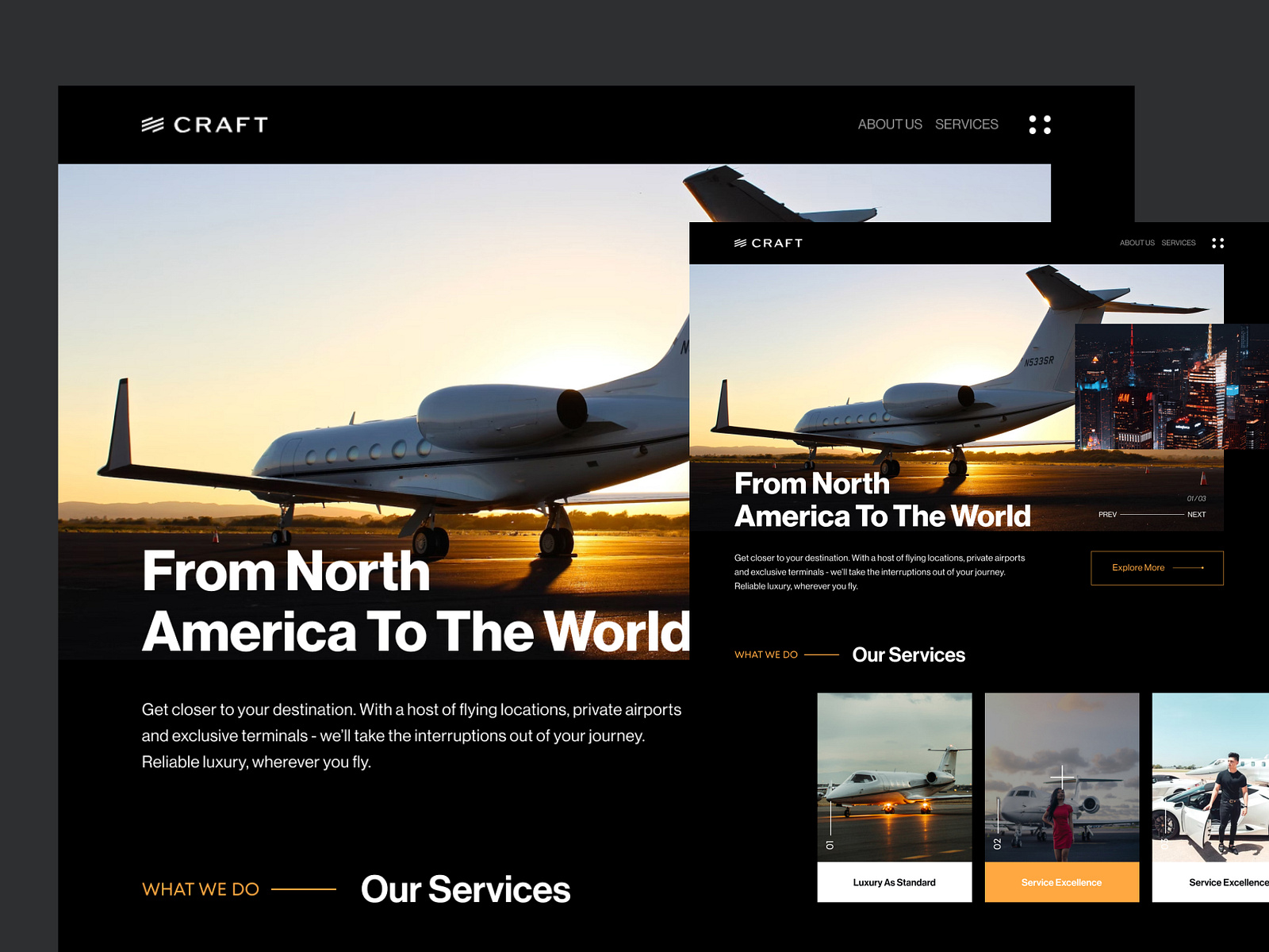 Premium aircraft website by Aakash Designer on Dribbble