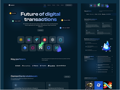 Stablecoin web landing page bitcoin crypto cryptocurrency dark mode ethereum figma finance landingpage stablecoin ui designer usd usd coin web 3.0 web design