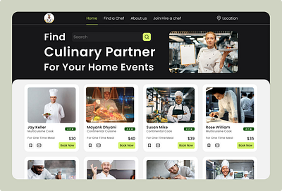 Find Professionals Chefs : Web App ui