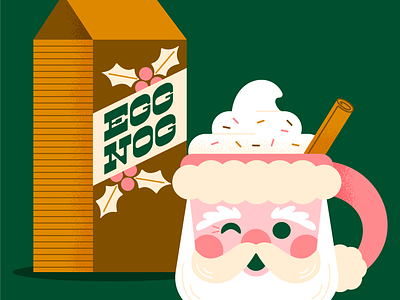 Egg Nog character christmas cute egg nog fun happy holiday illustration mug retro santa