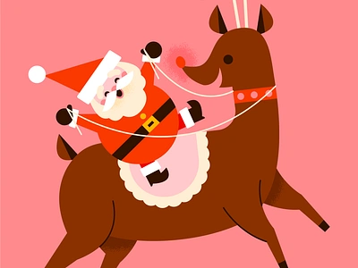 Run Run Rudolph character christmas cute fun happy holiday illustration reindeer retro rudolph santa