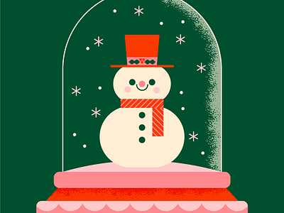Let it Snow character christmas cute fun happy holiday illustration retro sno globe snowglobe