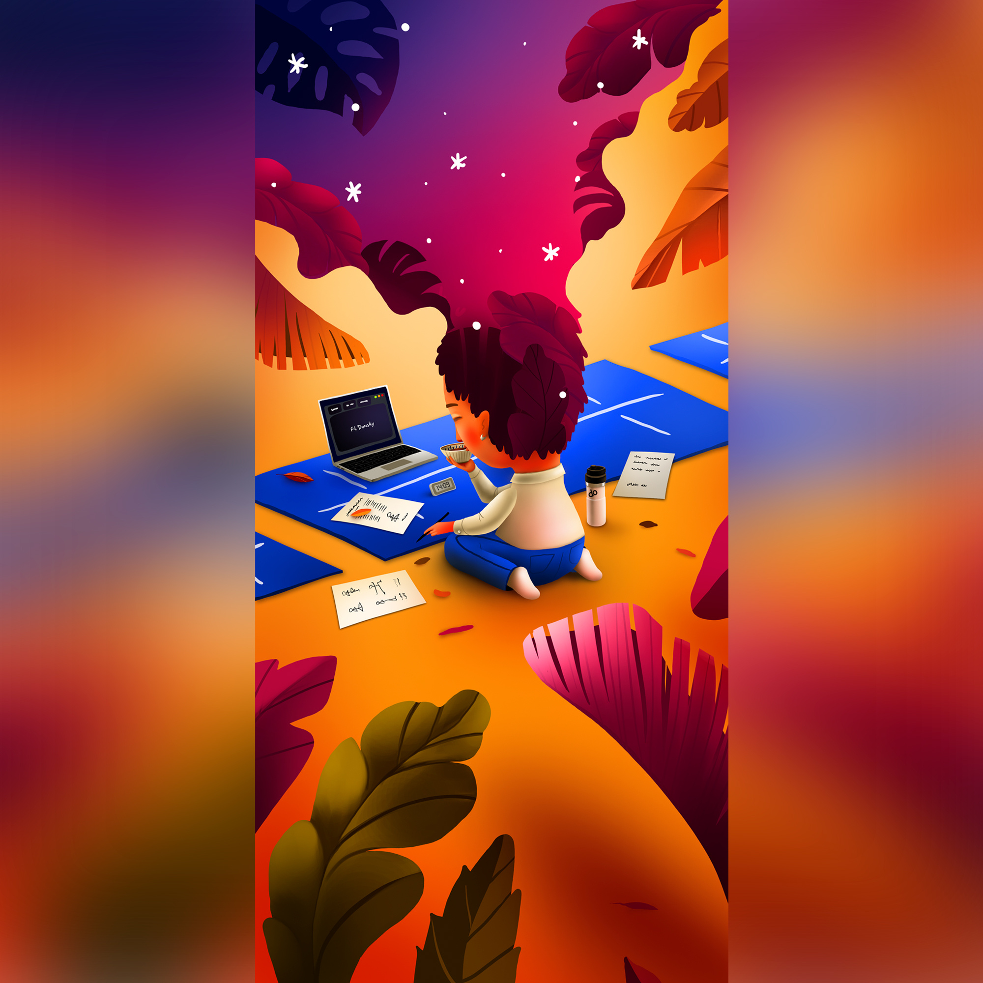 Shou Puer & Yoga online illustration